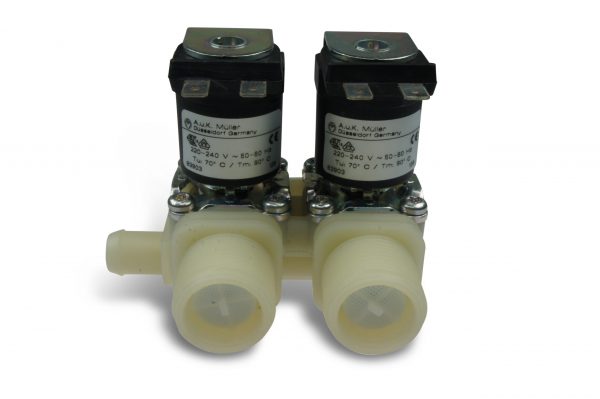 Solenoid valve with side-exit 220 V, ½" nozzle, 2 x ¾" male thread