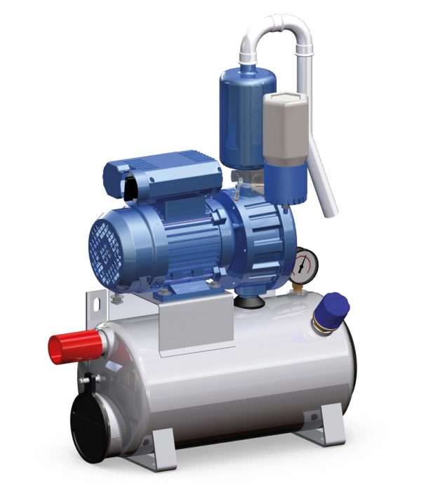 Vacuumpump complete on a 22 Ltr. tank 280 ltr./min.